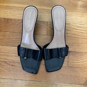 Nine West Black Leather Mules